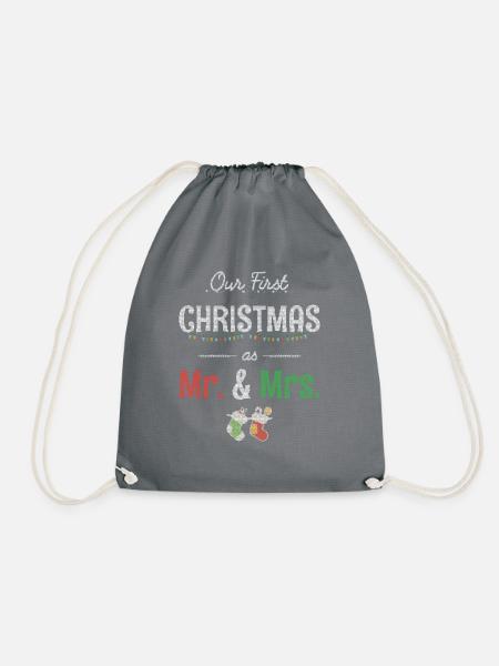 Unser erstes Weihnachtsfest als Mr. und Mrs. Ugly Sweater - Turnbeutel - Grau