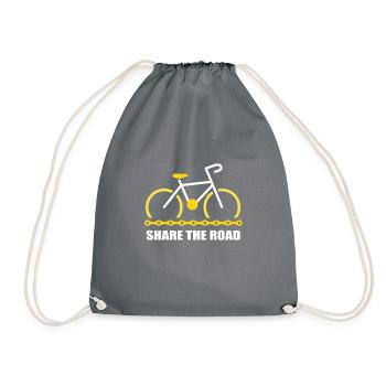 Bicycle Logo Quote Share The Road - Drawstring Bag - grey - Front