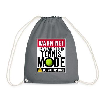 12 Year Old In Tennis Mode - Drawstring Bag - grey - Front