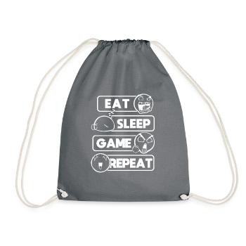 Eat Sleep Game Repeat Gamer Gift Computer Game - Drawstring Bag - grey - Front