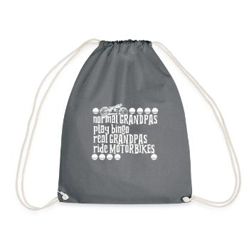 Normal Grandpas Play Bingo Real Grandpas Ride - Drawstring Bag - grey - Front