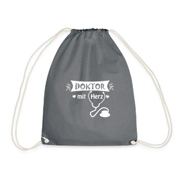 Doktor mit Herz - Turnbeutel - Grau - Vorne