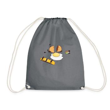 Opened skateboard egg - Drawstring Bag - grey - Front