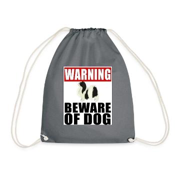 Warning Japanese Chin Beware Of Dog - Drawstring Bag - grey - Front