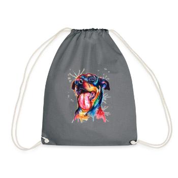 Happy Cute Dog Puppy chien avec la couleur de l'art - Sac de sport léger - gris - Devant