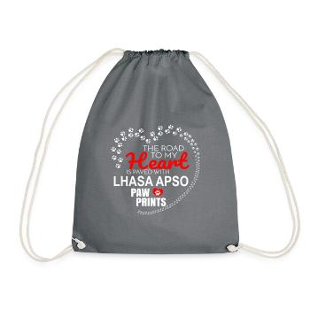 La route de mon cœur est pavée de patte Lhassa Apso - Sac de sport léger - gris - Devant