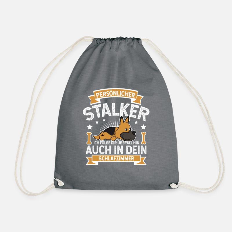 German shepherd - Drawstring Bag - grey