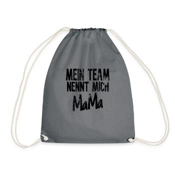 Team Mama Familie Liebe Mutter Geschenk Idee - Turnbeutel - Grau - Vorne