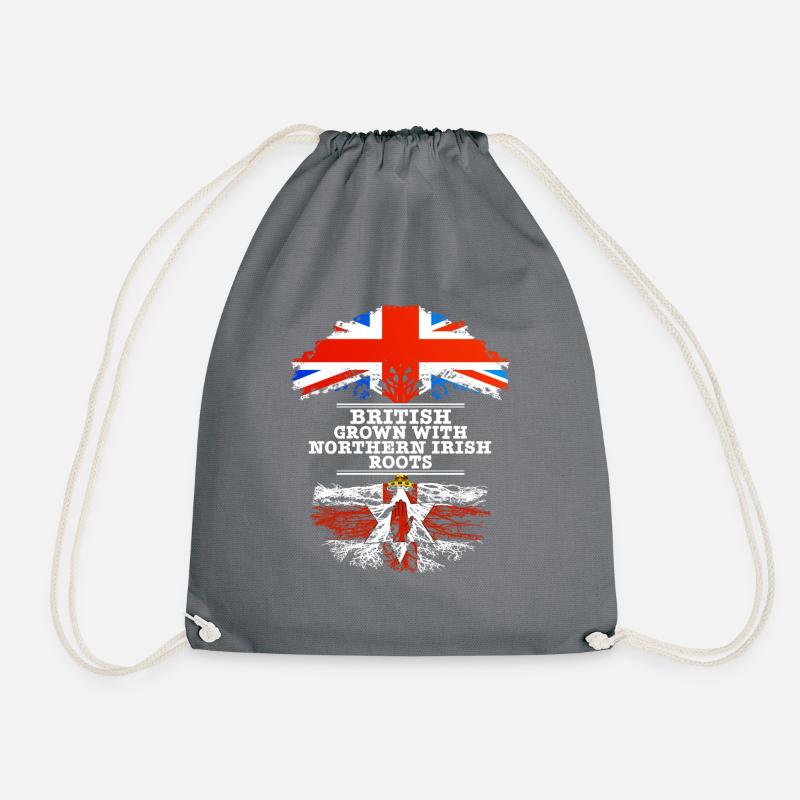 British Grown With Northern Irish Roots - Drawstring Bag - grey