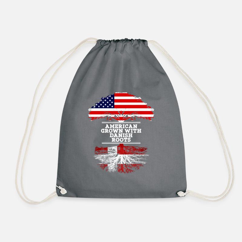American Grown With Danish Roots - Drawstring Bag - grey
