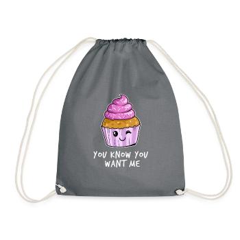 Muffin Törtchen Cupcake Kuchen Gebäck Süßigkeiten - Turnbeutel - Grau - Vorne