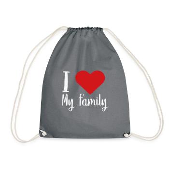 I Love My Family - Turnbeutel - Grau - Vorne
