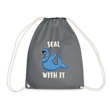 Lustig Dabbing Seal Robbe Seehund Seelöwe Geschenk - Drawstring Bag - grey - Front
