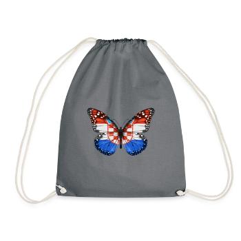 Butterfly Flag Of Croatia - Drawstring Bag - grey - Front