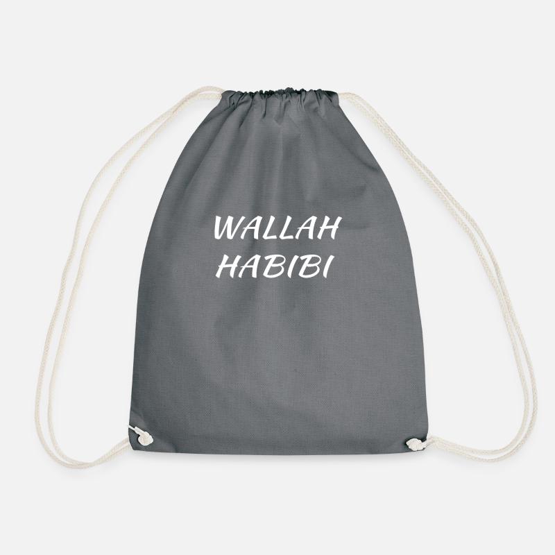 Wallah Habibi, Arabic - Drawstring Bag - grey