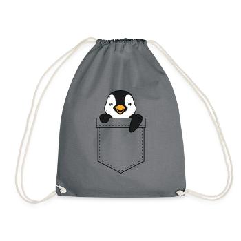 Penguin Pinguin Tasche - Turnbeutel - Grau - Vorne