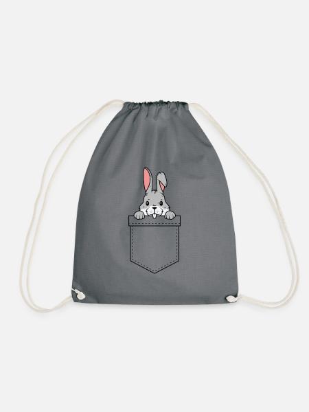 Rabbit Hase Taschentier Tier Tasche - Turnbeutel - Grau
