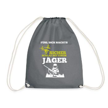 Jäger shirt • Schlaf mit einem Jäger Geschenk - Turnbeutel - Grau - Vorne