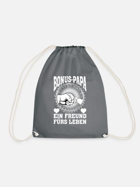 Stiefvater Bonus-Papa Spruch Geschenk Vater Papa - Turnbeutel - Grau