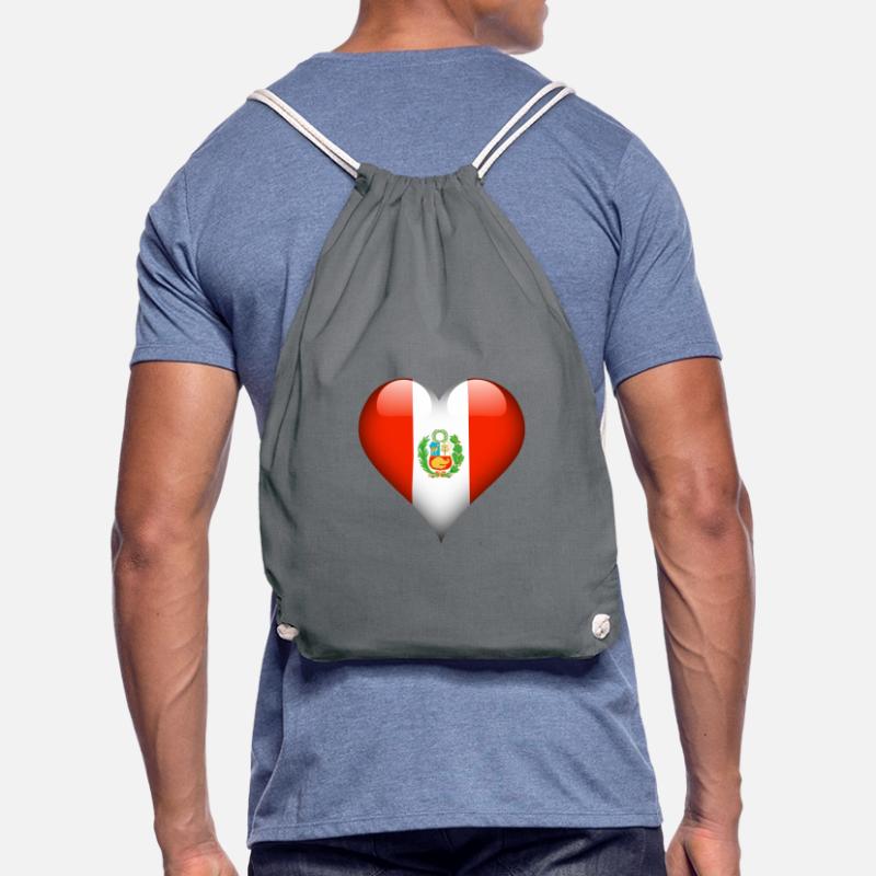 peruvian Heart Peru Flag Drawstring Bag
