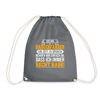 Baggerfahrer - Turnbeutel - Grau - Vorne