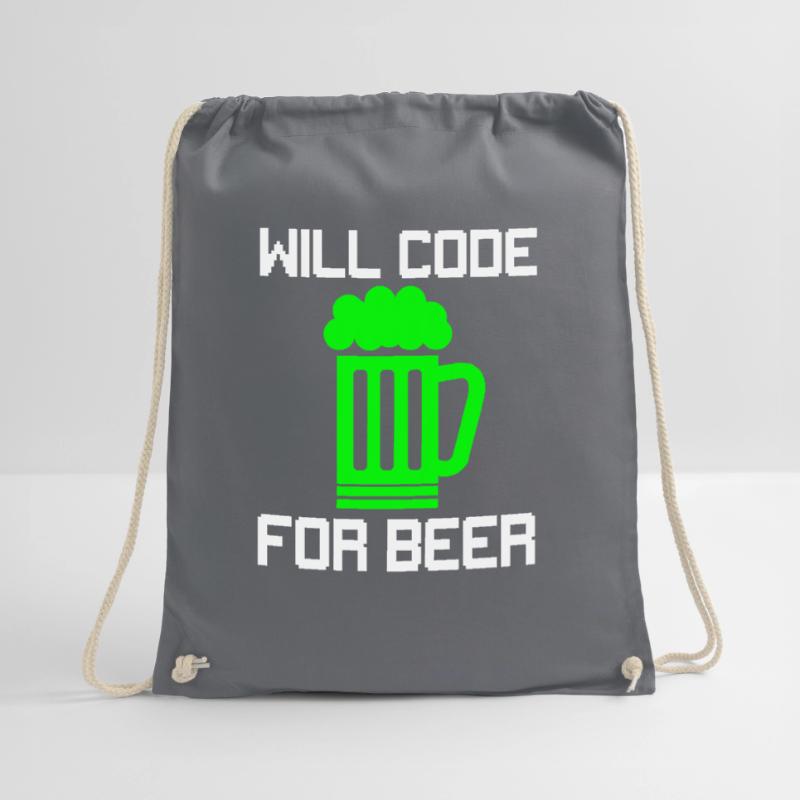 Will Code for Beer, Funny Programmer T-Shirt Drawstring Bag