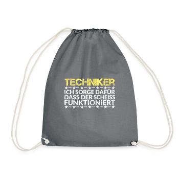 Techniker Technik Handwerker Handwerk Geschenkidee - Turnbeutel - Grau - Vorne