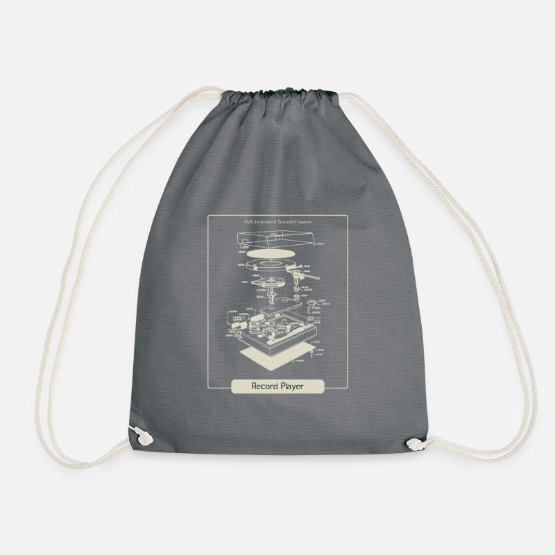 Record player vinyl retro - Drawstring Bag - grey