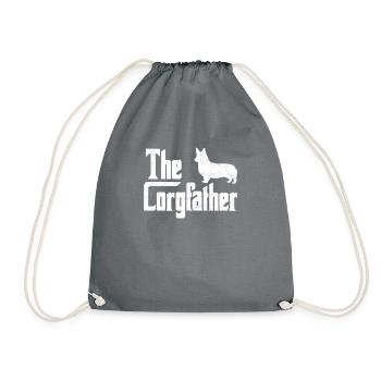 Corgi Dad the Corgfather Funny Corgi Lover Shirt G - Drawstring Bag - grey - Front