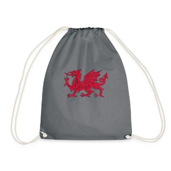 Dragon of Wales Flagge Welsh Cymru Flags Mittelalter Wir - Turnbeutel - Grau - Vorne