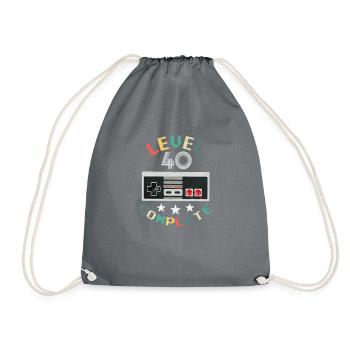 Level 40 Complete 40th Birthday Gift Retro Gamer - Drawstring Bag - grey - Front
