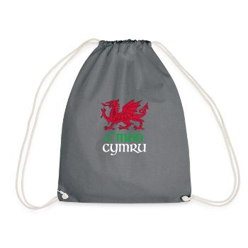 Dragon of Wales Flag Welsh Cymru Flags Medieval We - Drawstring Bag - grey - Front
