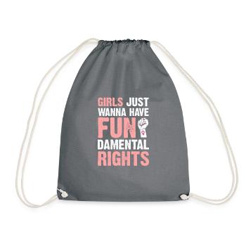 Feminist Girls Just Wanna Have Fundamental Right - Drawstring Bag - grey - Front