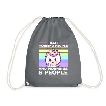 I hate morning people unicorn women sayings - Drawstring Bag - grey - Front