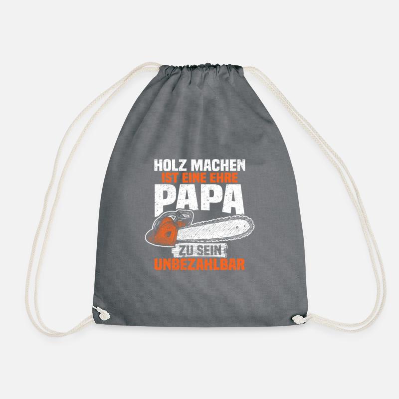 Holz machen Papa - Forst Kettensäge - Turnbeutel - Grau