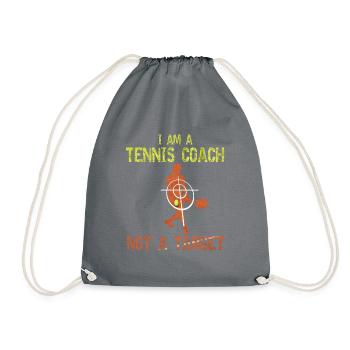 Tennistrainer Coach Zielscheibe Herren Geschenk - Turnbeutel - Grau - Vorne