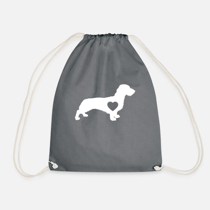 Rauhaardackel Hund Hunde Geschenk - Turnbeutel - Grau