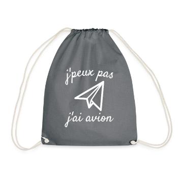 t shirt j'peux pas j'ai avion - Sac de sport léger - gris - Devant
