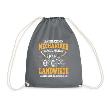 Landmaschinen Mechaniker Spruch Landwirt Trecker - Turnbeutel - Grau - Vorne