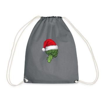 Brokkoli Vegan Vegetarier Weihnachtsmütze Geschenk - Turnbeutel - Grau - Vorne