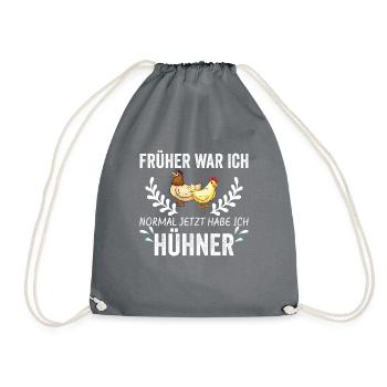 Huhn Hühner Geschenk - Turnbeutel - Grau - Vorne
