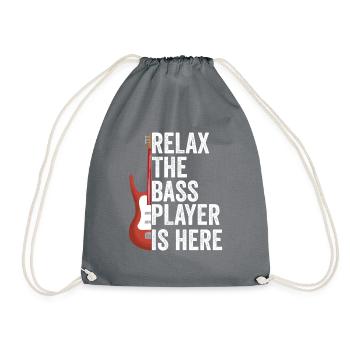 Bass Bassist Bass-Gitarrist Geschenkidee Lustig - Turnbeutel - Grau - Vorne