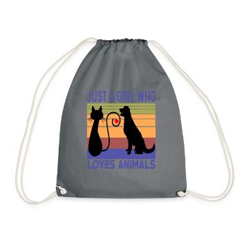 Juste une fille qui aime les animaux Chien Chat Retro Vintag - Sac de sport léger - gris - Devant