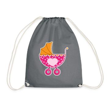 Pink baby carriage - Drawstring Bag - grey - Front