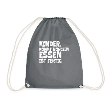 Muttertag Kinder kommt Nörgeln, Essen ist fertig - Turnbeutel - Grau - Vorne