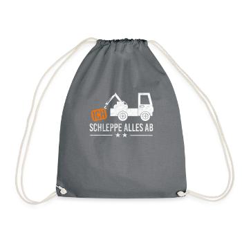 Abschlepper Abschleppwagen Geschenkidee - Turnbeutel - Grau - Vorne