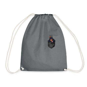 Pocket Doberman Dog Lover - Drawstring Bag - grey - Front