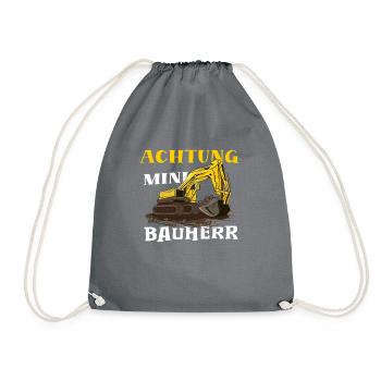 Bagger Haus Bau für Bauherr - Turnbeutel - Grau - Vorne