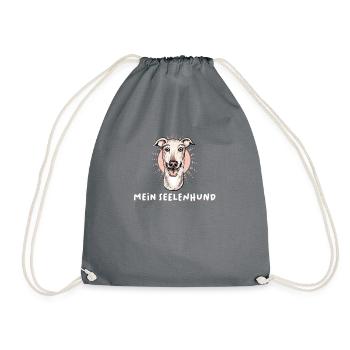 Galgo Windhund Greyhound Halter Geschenkidee - Turnbeutel - Grau - Vorne