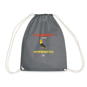 Nymphensittich Kakadu Wellensittich Geschenkidee - Turnbeutel - Grau - Vorne